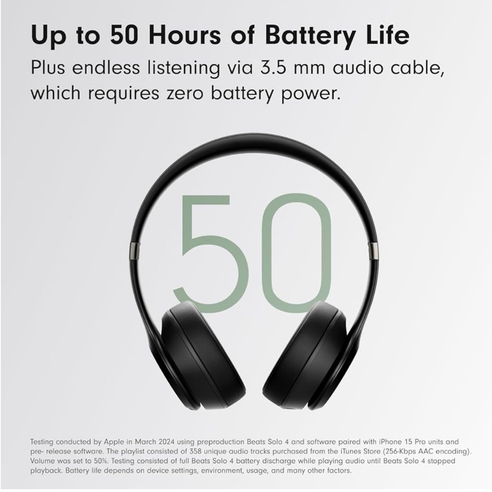 Beats Solo 4 - Wireless Bluetooth On-Ear Headphones - Matte Black - Picture 2 of 3